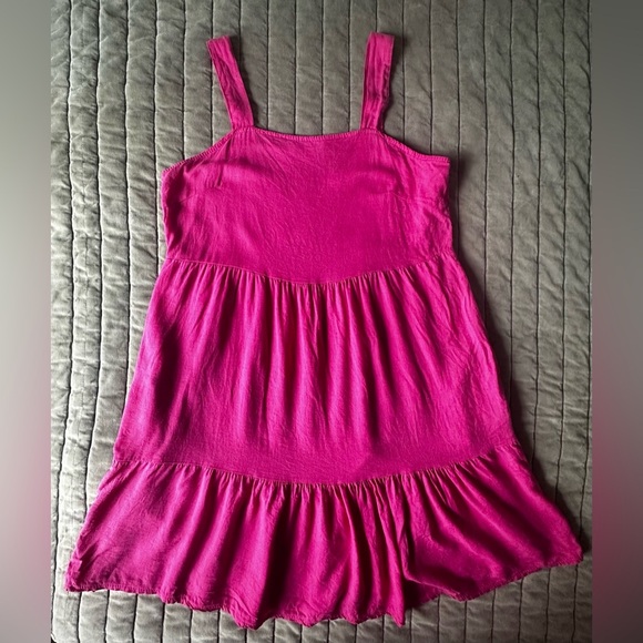 Valentina Naldi Italian Linen Midi Tiered Sundress Summer Dress Pink - Picture 1 of 6